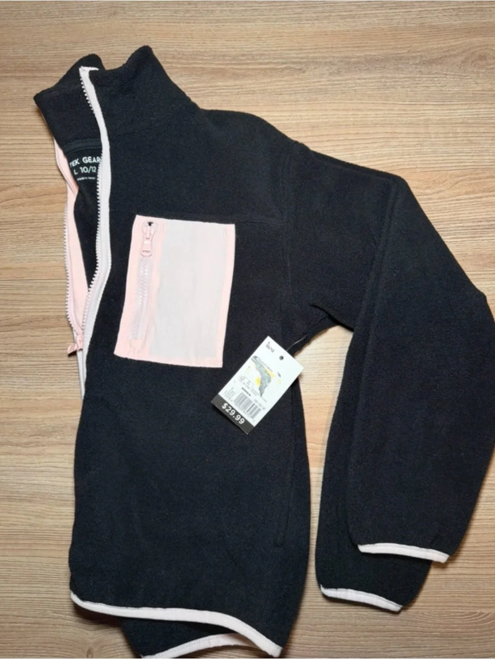 tek gear Black Fleece Jacket with Light Pink Trim